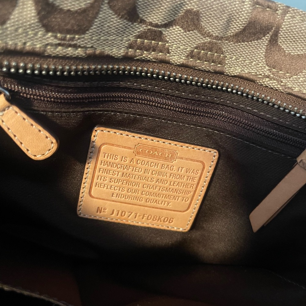 Coach Brown and Tan Signature Tote Bag - Picture 4 of 8